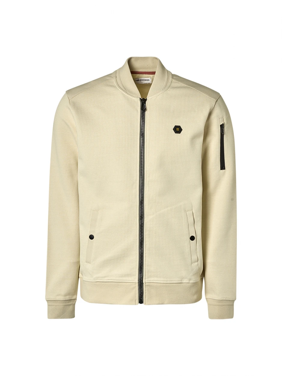 Sweater Full Zipper Block Jacquard Mix Stretch